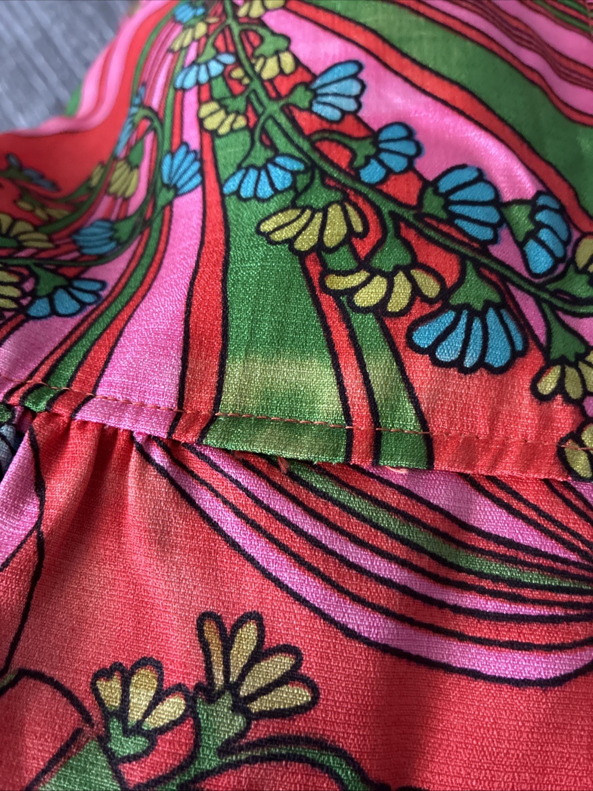 Vintage 70s B.Altman Faux Wrap Maxi Dress Gown PINK RED MOD Size 14