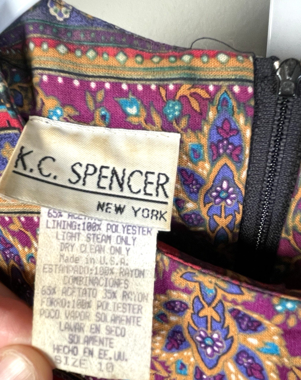 Vintage Size 10 Grandmacore Boho Dress Mexican Black K.C. Spencer New York