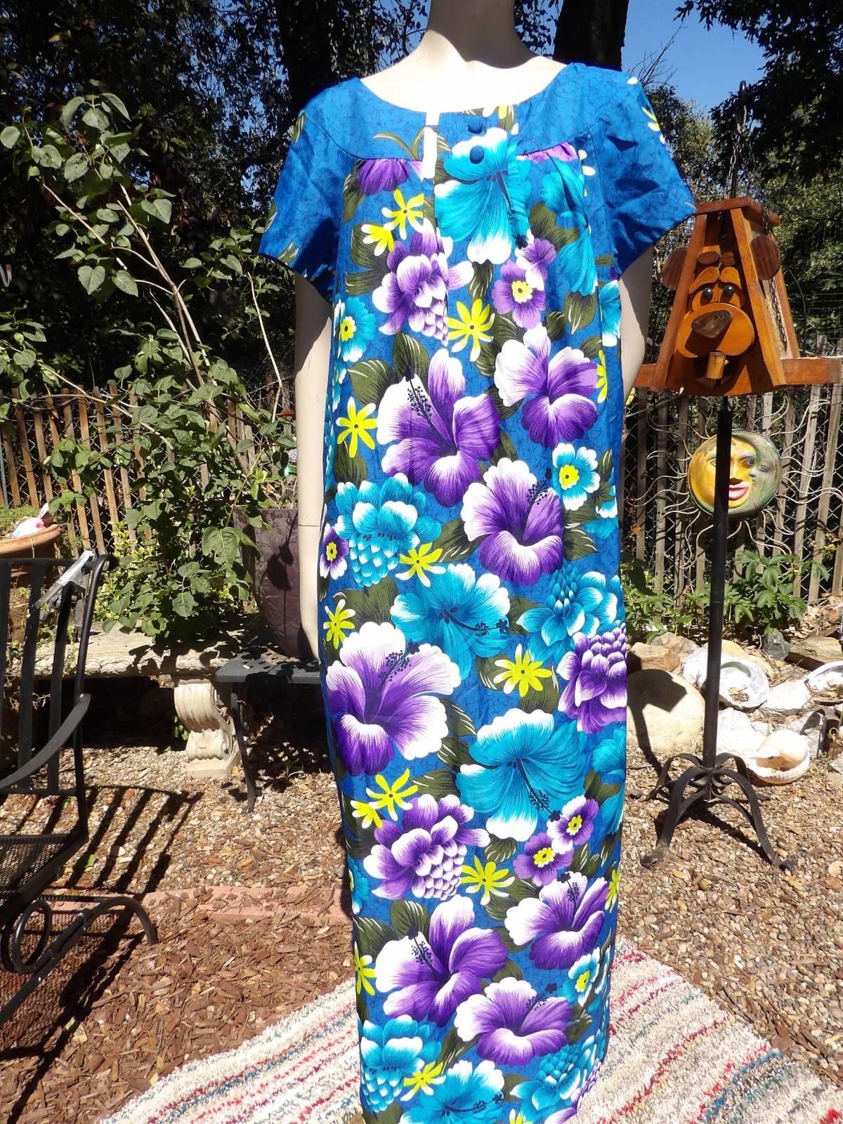 VTG 1960’s PENNEYS HAWAII FLORAL HIBISCUS POLYESTER MAXI MUU-MUU SUN DRESS 14
