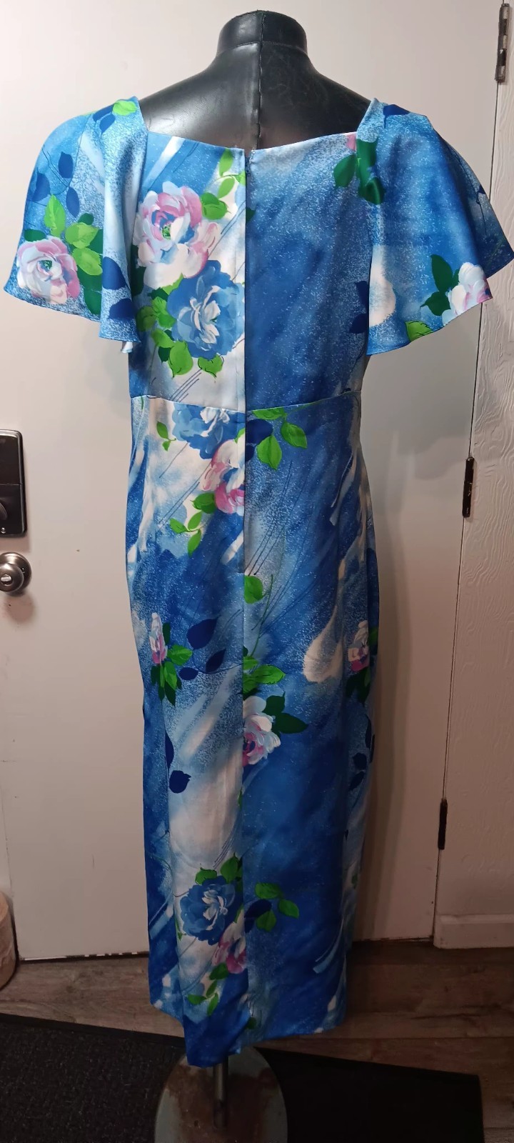 Vtg POMARE OF Tahiti HAWAIIAN DRESS TROPICAL MAXI SZ L xl