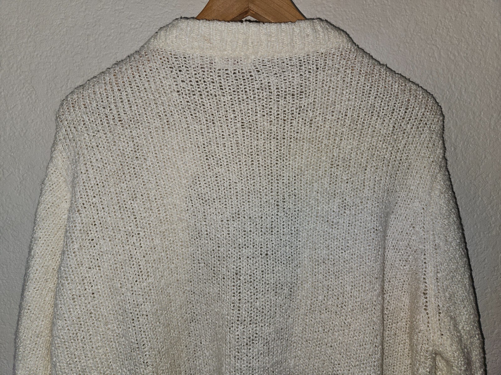 Vintage Classic Fashions Nubby Open Cardigan Size 46 US 16 XL Ivory Taiwan