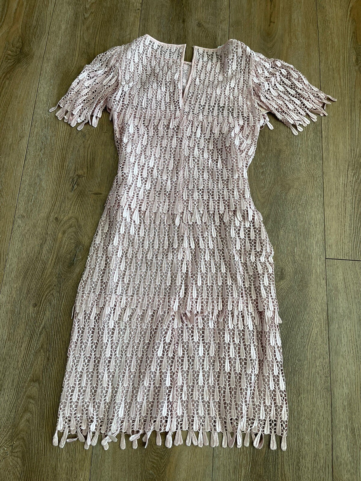 1960s 1970s Vintage I. Magnin & Co. NWT Pink Tassel Flapper Dress 8