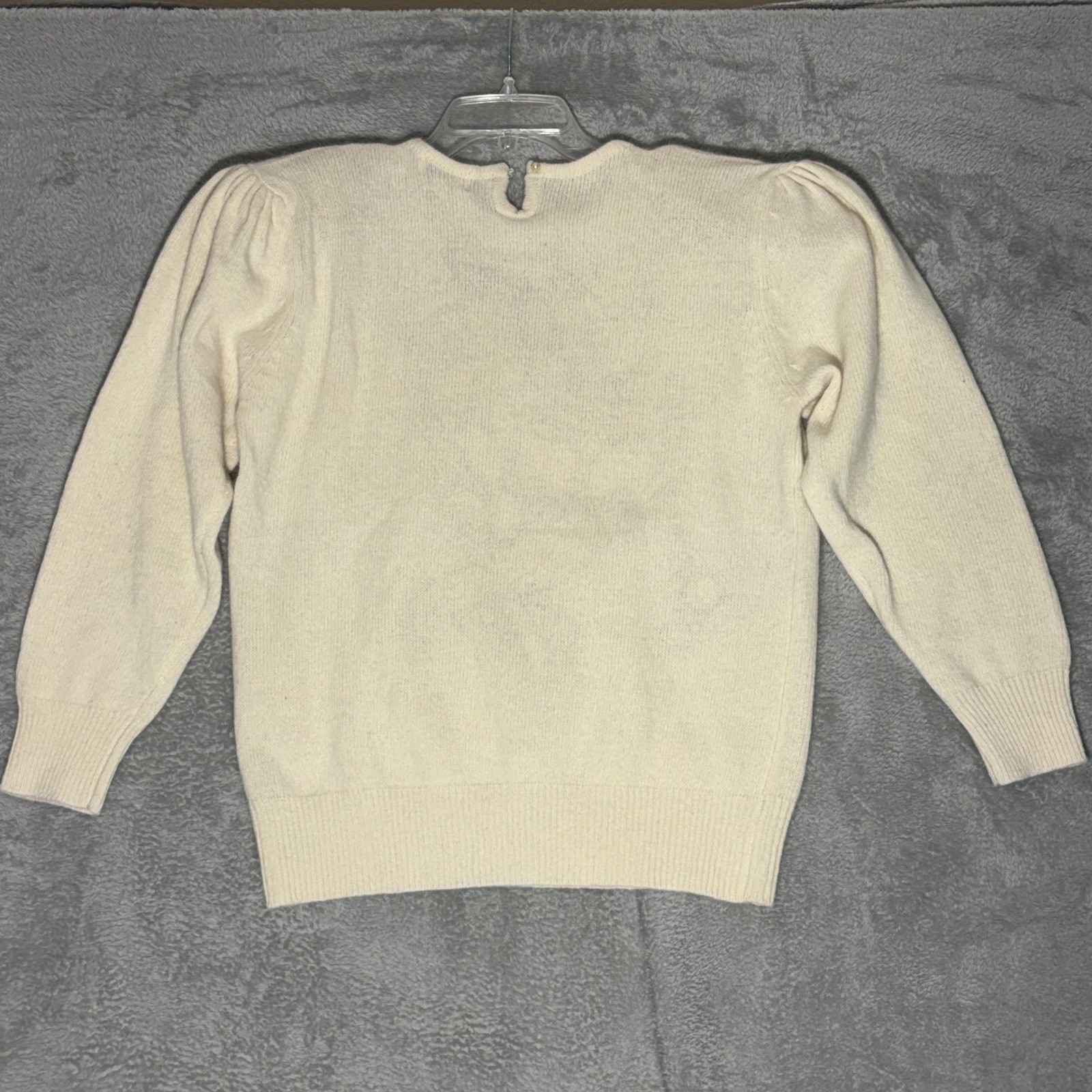 Odyssey Vintage 80s Theater Mask Embroidered Puffed Shoulder Sweater Size Medium
