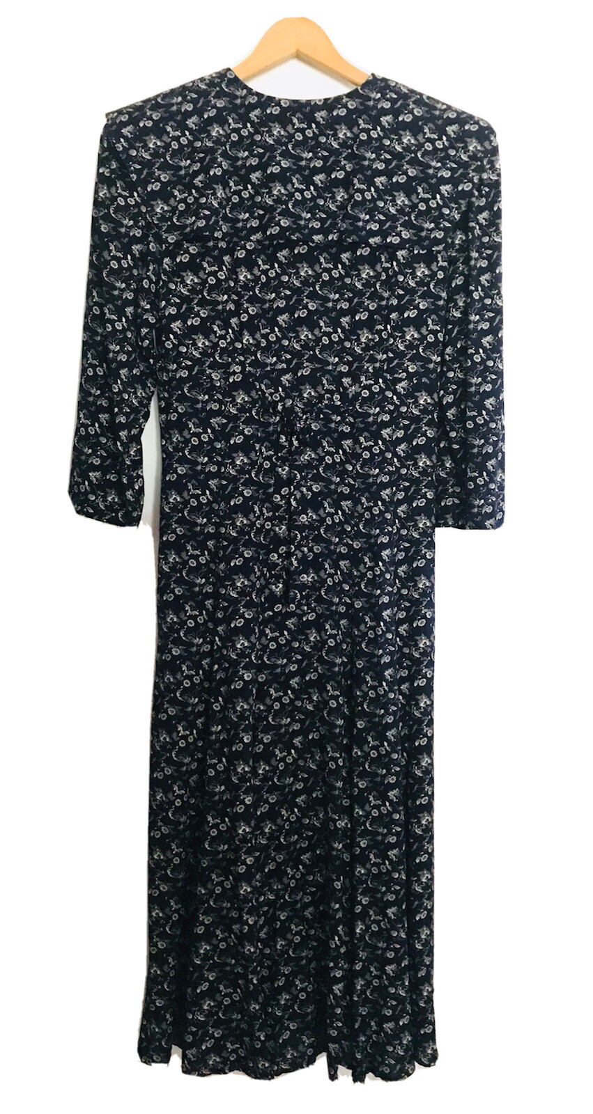 Vtg 70s 80s Maxi Dress Floral Grunge Festival Boho Cottage Core Button Down 8