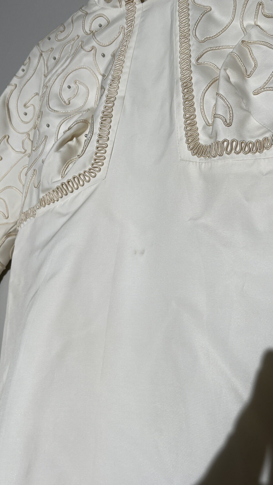 Vintage 1960s Bridal Originals Mod Mandarin Collar Wedding Dress Gown Train S/M