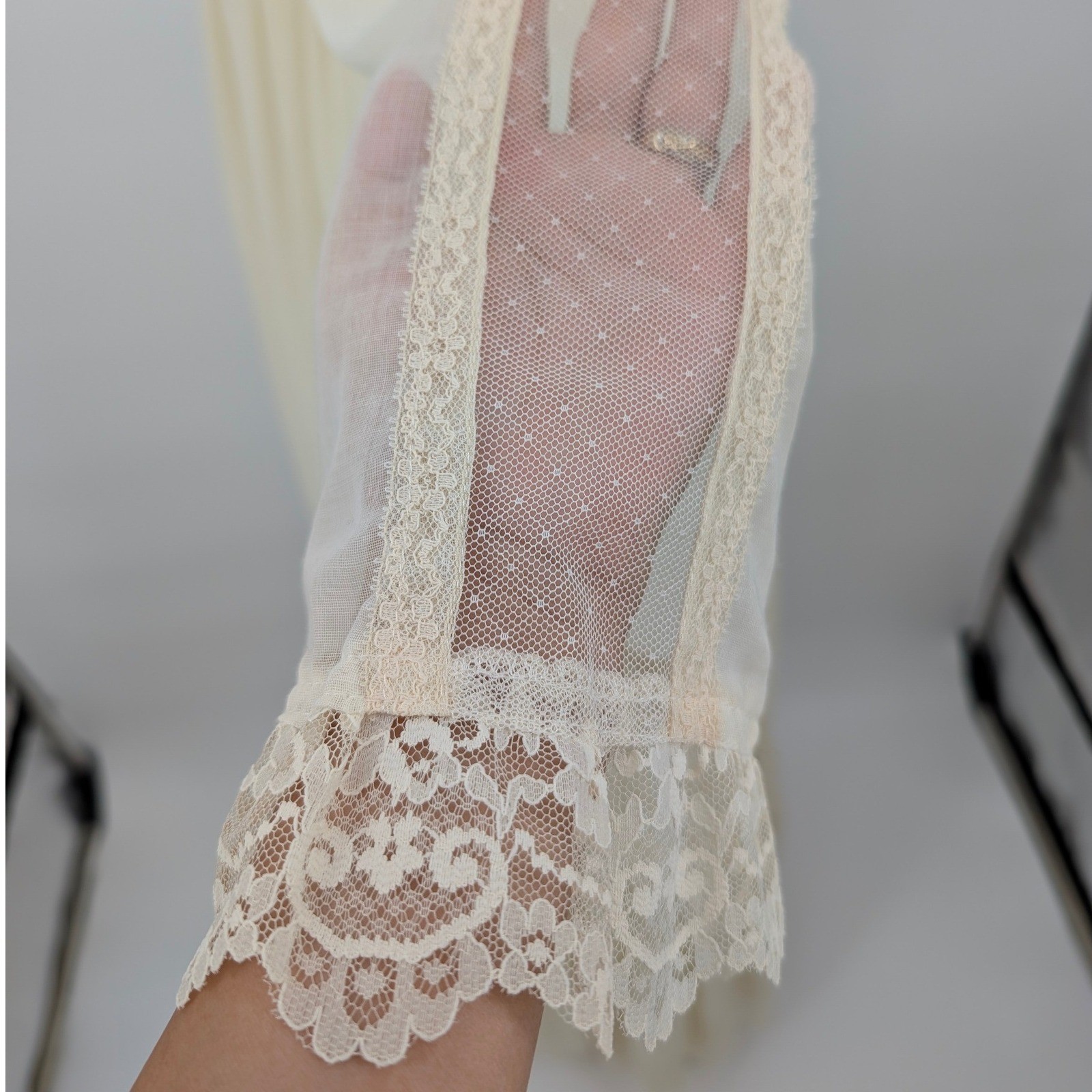 Vintage Gunne Sax by Jessica Ivory Lace Prairie Maxi Dress Romantic Boho Sz 13