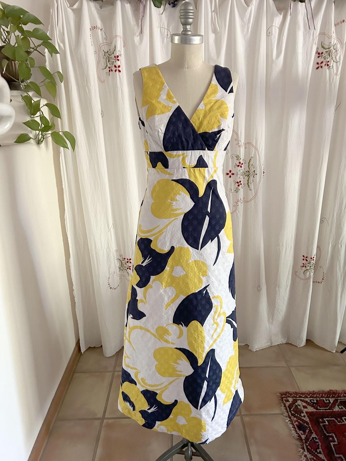 Vtg 70s TORI RICHARD HONOLULU Cotton Pique’ Maxi Dress Sz 4/XS Hawaiian Aloha