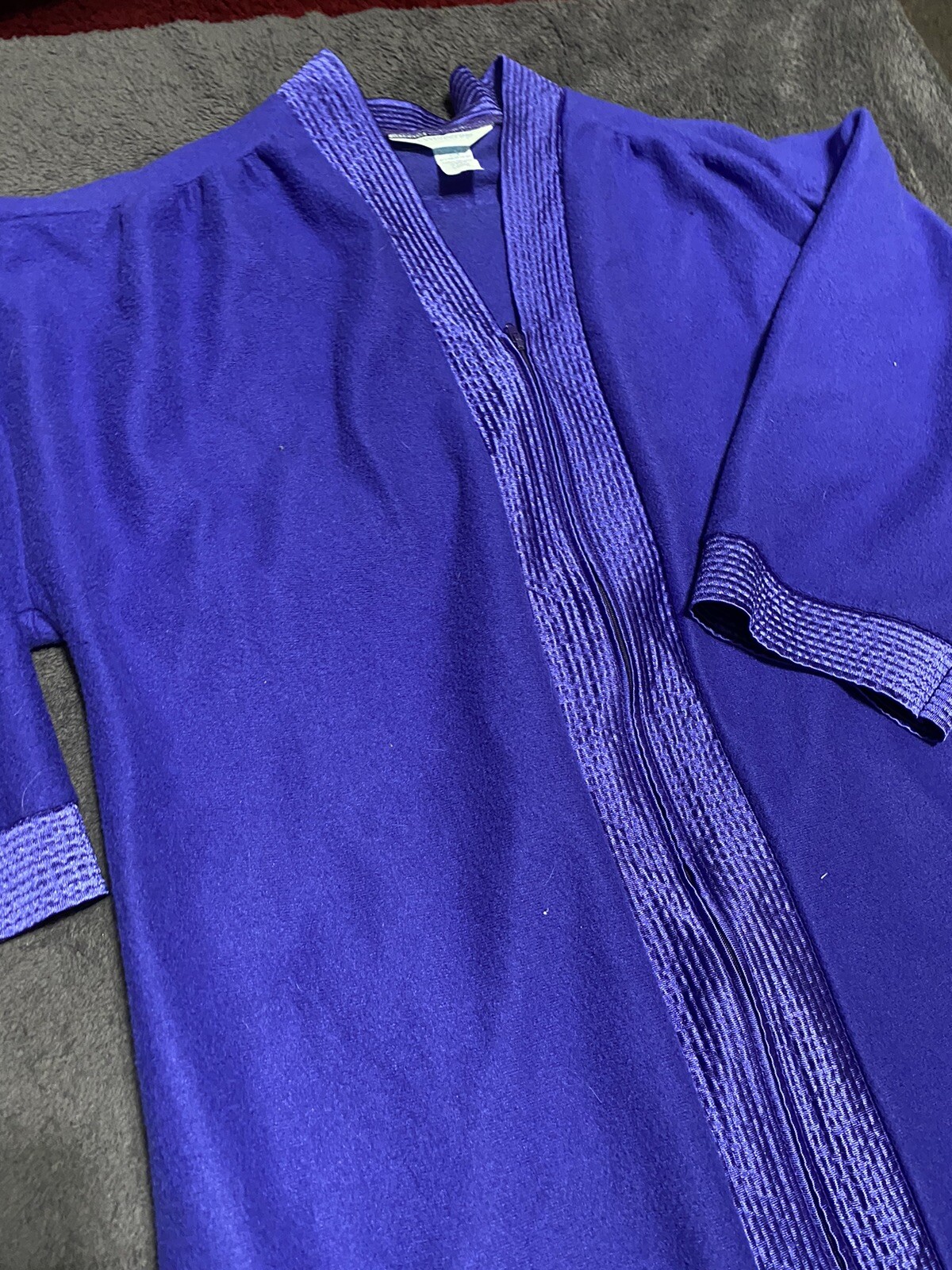 Vintage Wolverine robe house coat Purple trim Size L 16-18 euc e1650