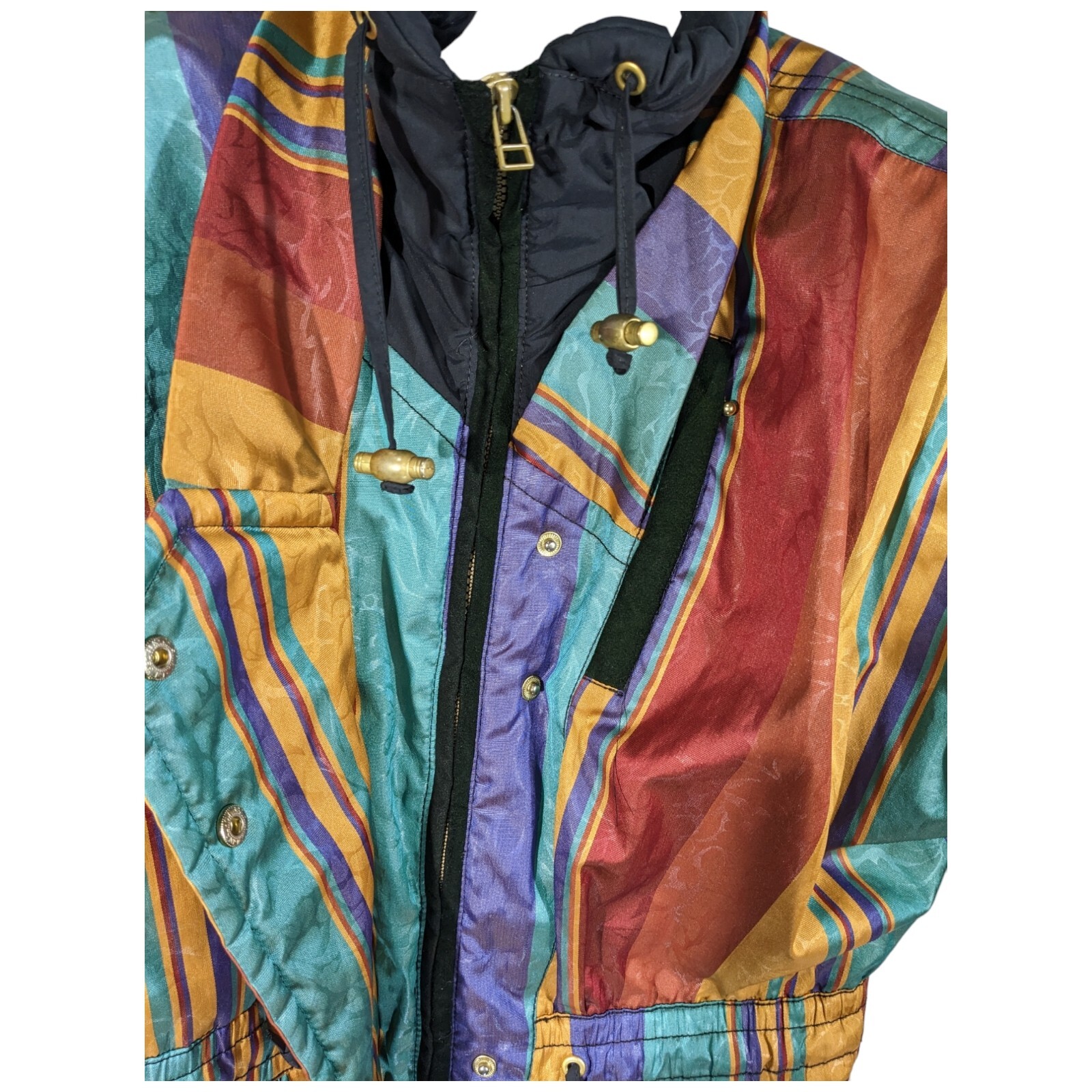 Obermeyer Color Block Ski Jacket Womens 10 Puffer Coat Colorful Striped Floral