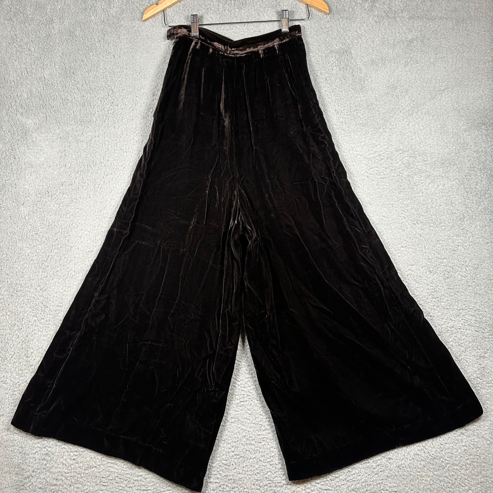VTG Malbe Original Velvet Wide Leg Palazzo Pants Brown Size 10 Y2K Boho Gothic