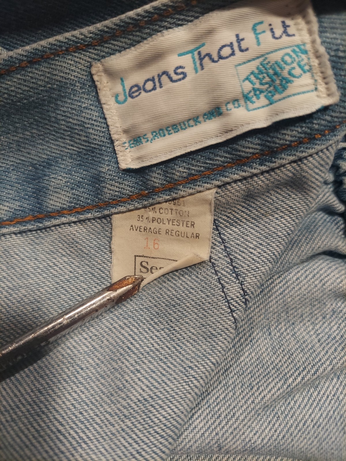 Vintage Womens Sears – Jeans That Fit JTF – 70s High Waist Straight Leg Size 16