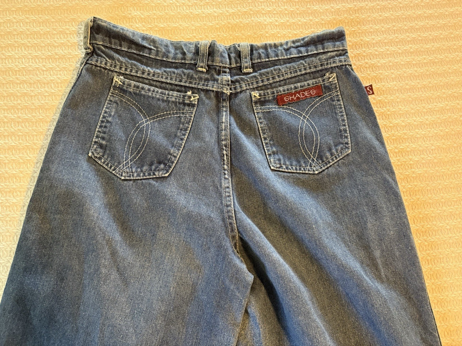 Vintage 70s Shades Classic Wide Straight Leg Jeans Stove Pipe Boho Rocker 13/14