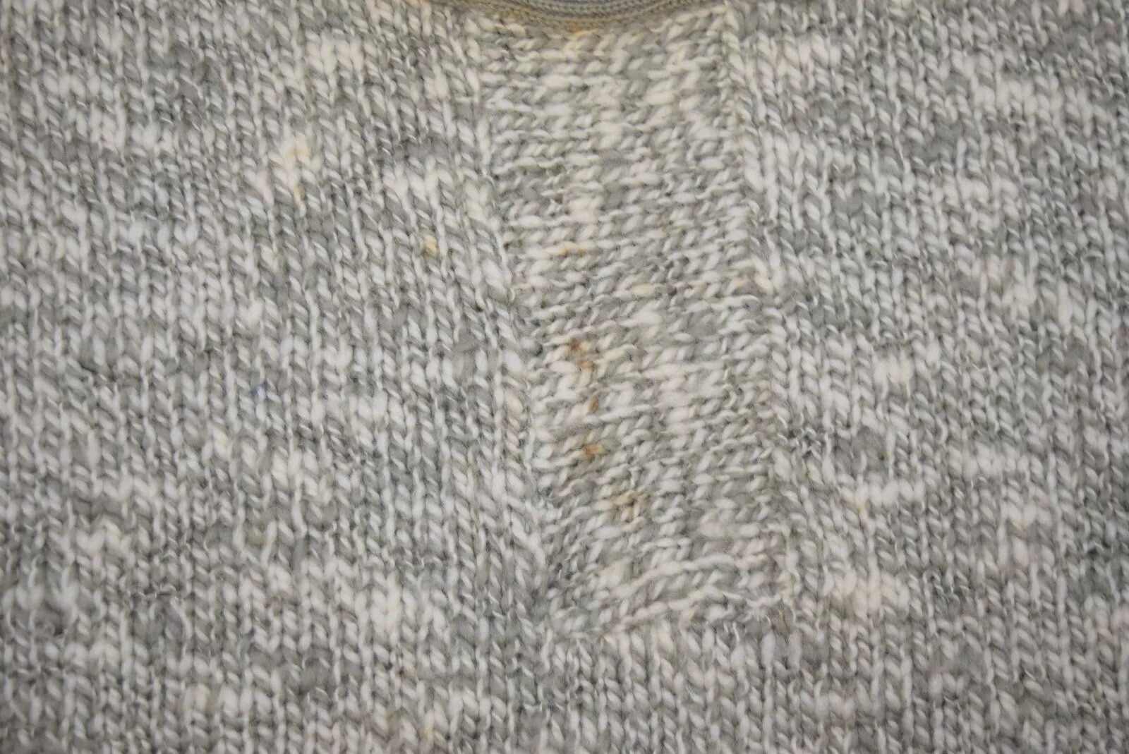 Vintage Hand Knit Sweater Womens Small Wool Crewneck 1/2 Sleeve Cropped Ringer