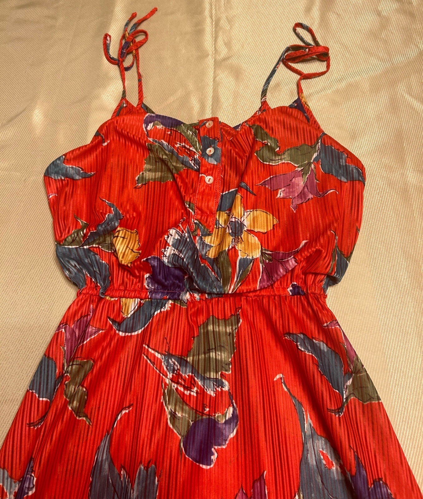 Byer Too! Women’s Red Vintage 70’s Floral Dress Size 10
