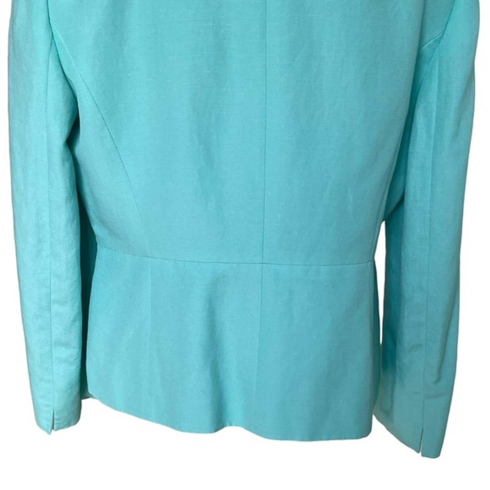 Tahari Women’s Linen Blend Snap Buttons Blazer Jacket Size 14P Mint Green