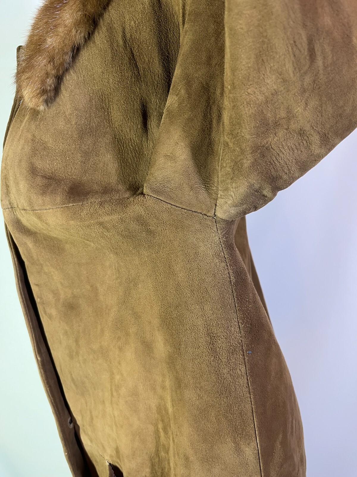 Vintage 60s Jacqueline’s Feminine Apparel Memphis Nubuck Leather Coat Fur Collar