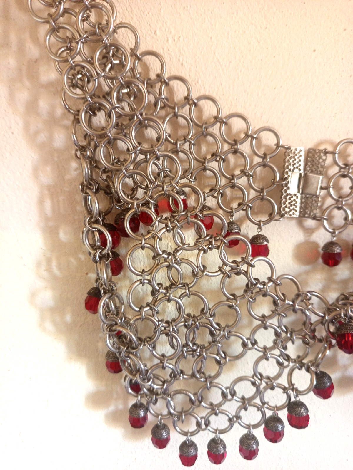 Vintage Erickson Beamon Chainmail Crystal Body Bra / Bralette, 1980s/1990s, Red