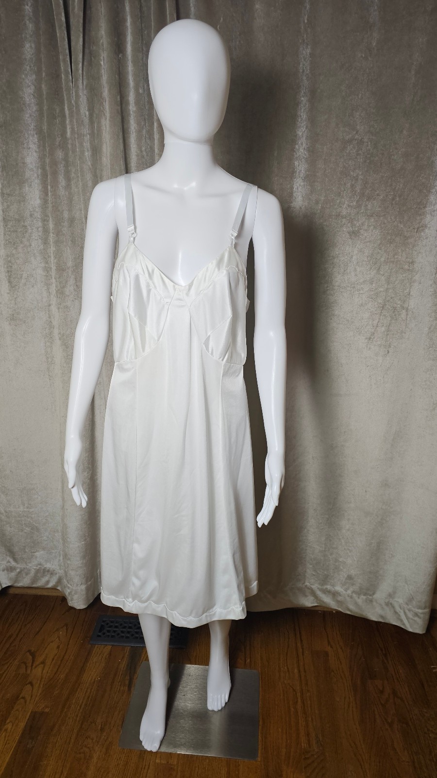 Vintage Sears White Full Slip Size 38 Short Nylon Anti-Cling Adjustable Straps