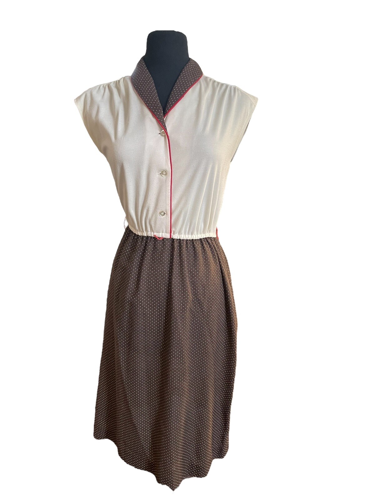 Vintage Jerell Of Texas Brown And Cream Polka Dot Dress Size 7