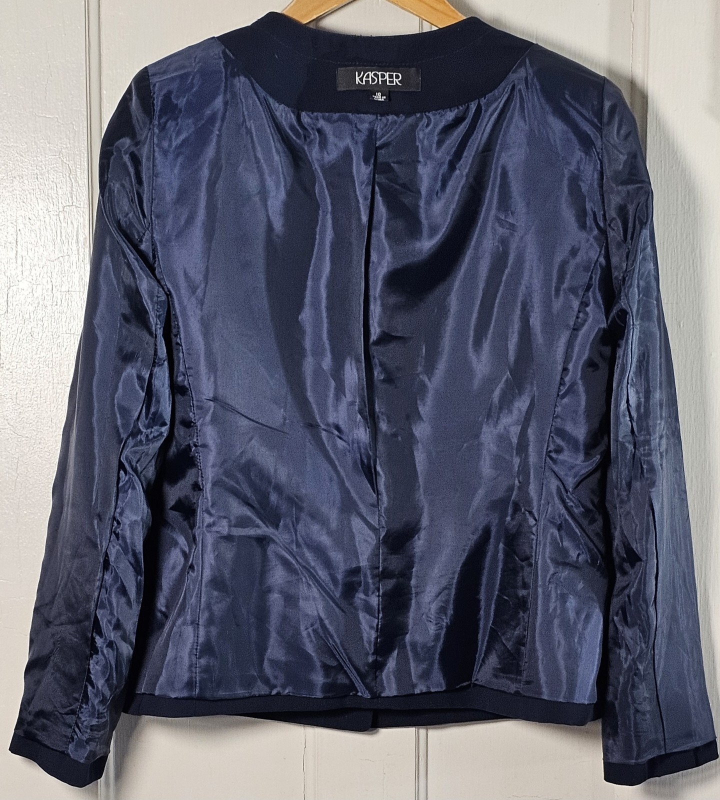 VTG Kasper 2 Piece Suit Women’s 10 Navy Blue Jacket Skirt Fancy Buttons Career