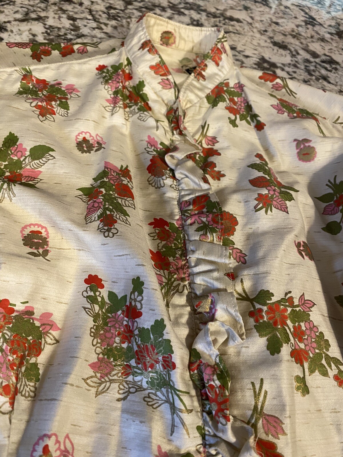 Rare Vintage PRIOR DENVER Western Shirt Pink/green/red color metalic, snaps