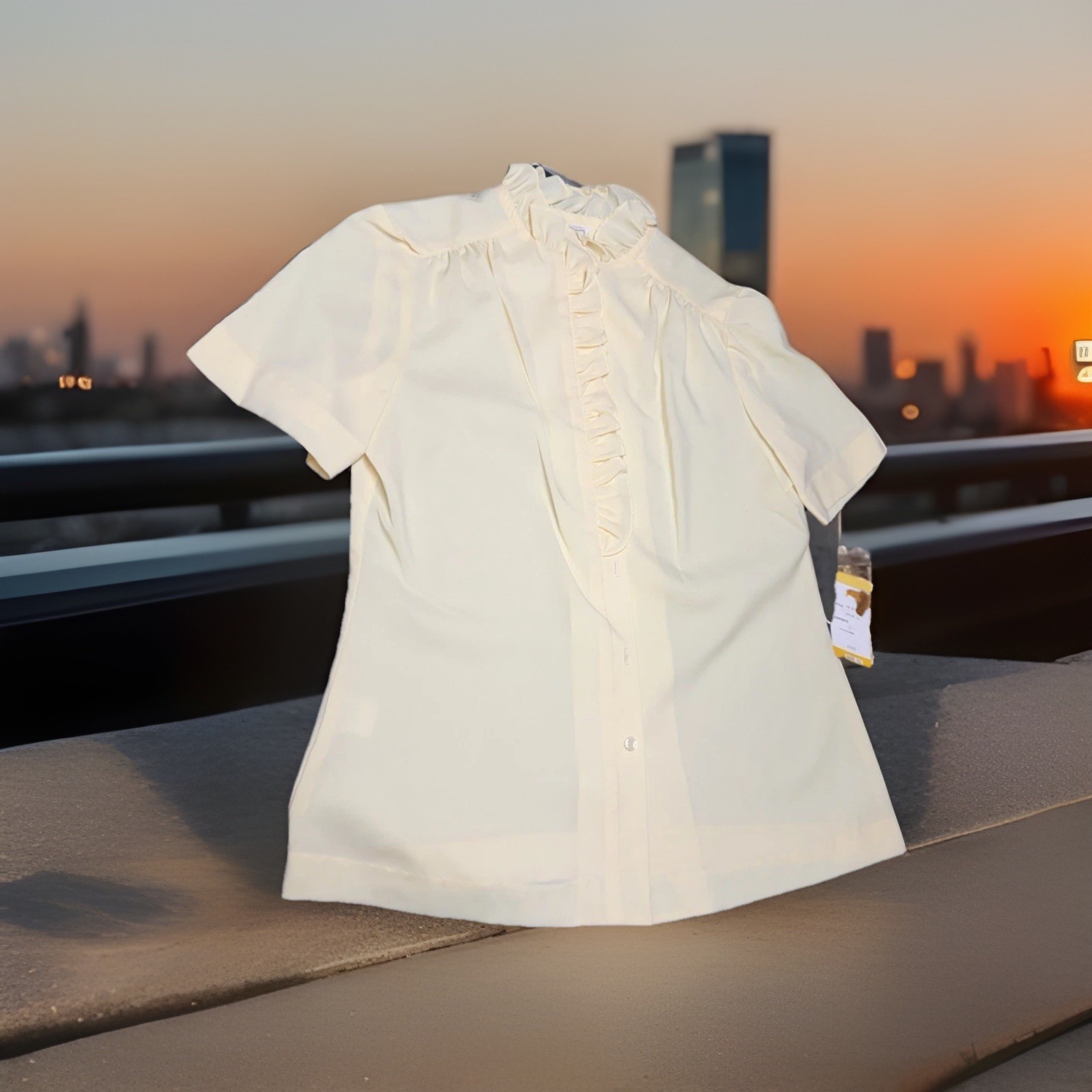 VTG 70s Mr Beau Jerell of Texas Yellow Ruffle Secretary Blouse Sz 10 NWT