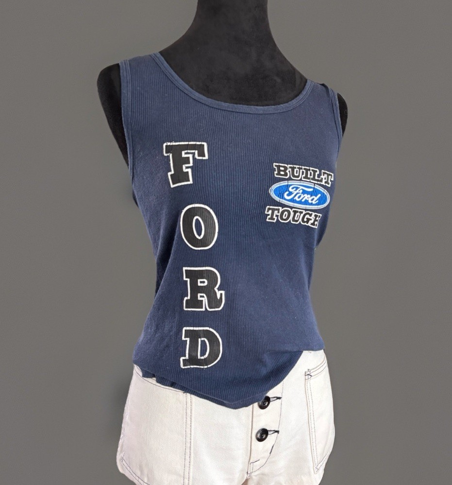 VTG 90s Sexy FORD Americana Wife Beater.bodycon Large.single Stitch