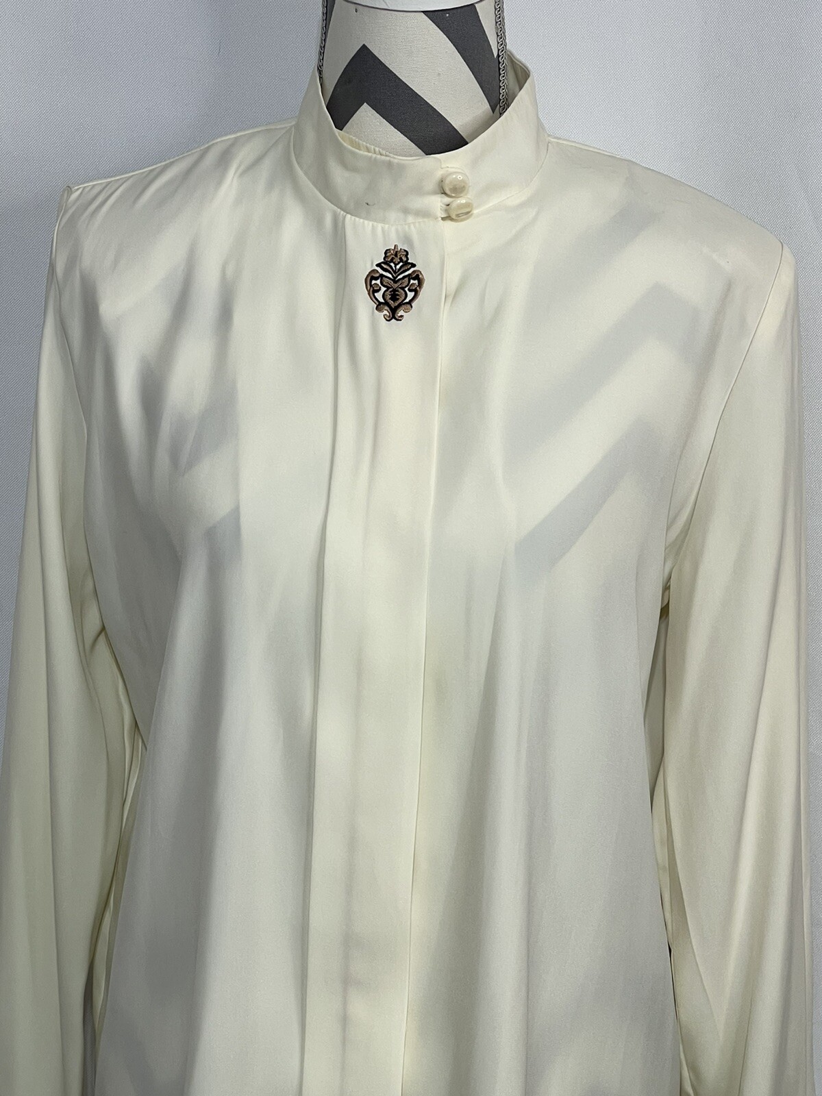 Jo Hardin Women 8 Vintage Cream Long Sleeve Business Casual Secretary Blouse