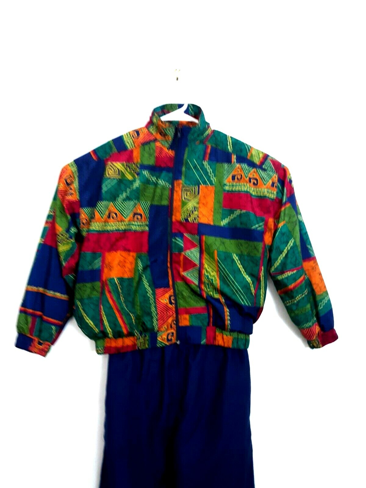 Vtg 1980s Tracksuit Retro Athleisure Hip Hop Style Bold Graphic Geometric – A1