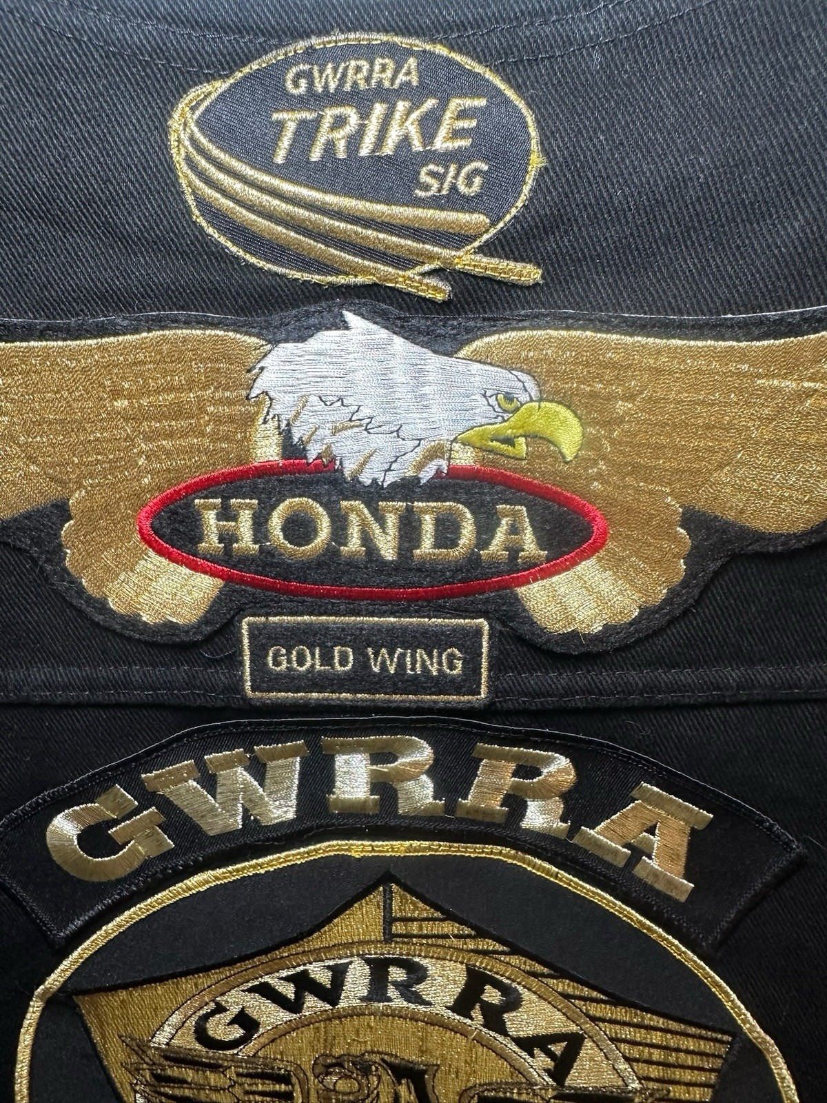 Vintage 90s Ladies Handmade Goldwing Rider Black Denim Vest Pins Patches GWRRA