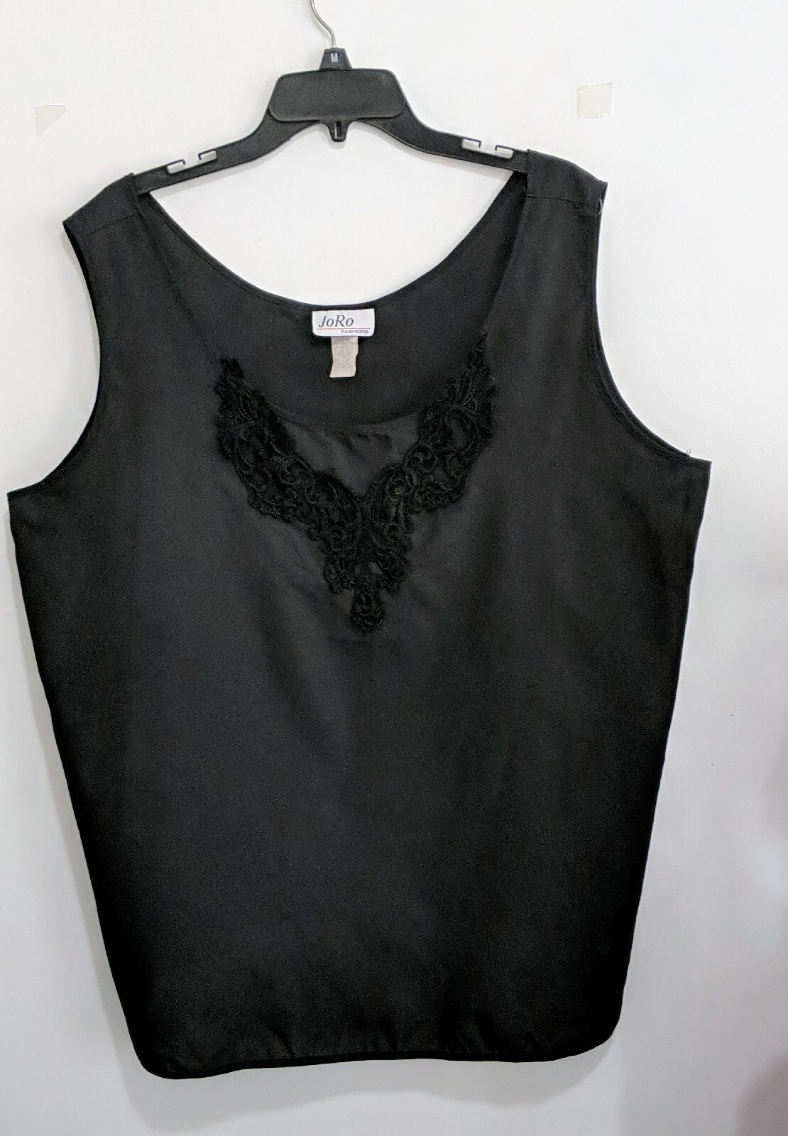 Vintage JoRo Fashion 80s Women Top Shirt Black Sleeve Less Plus Size 1X