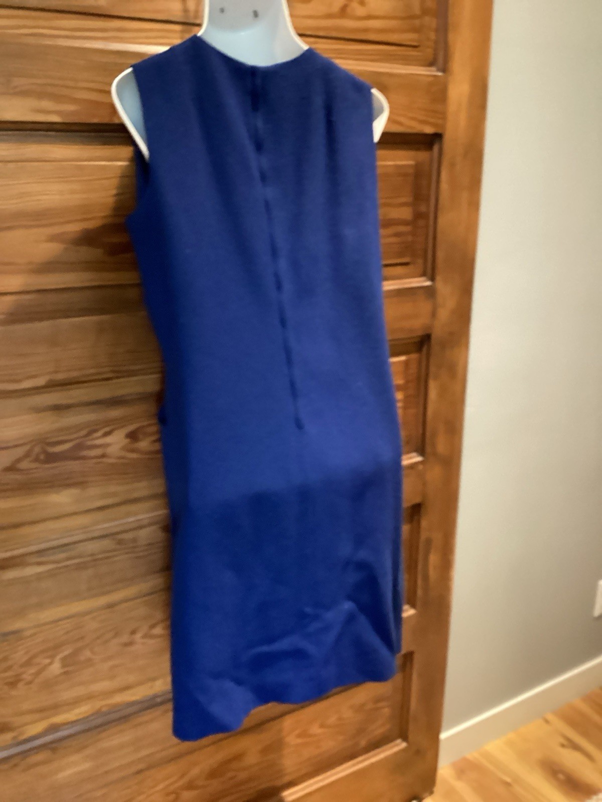 Vintage Majestic Blue Sleeveless Shift Dress Sz 18 Mod Gogo