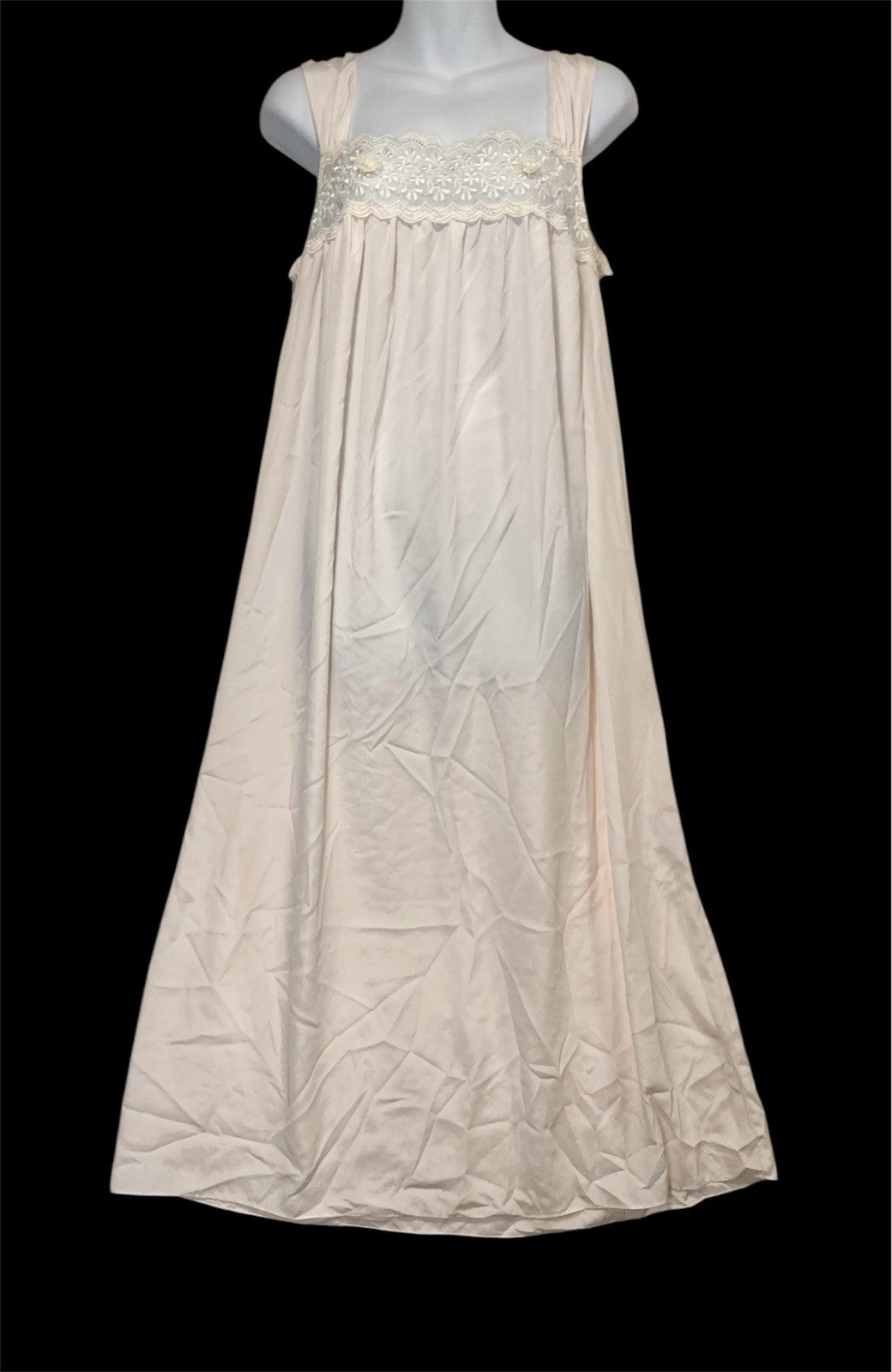 Vtg Carole Hochman Sleeveless Nightgown Size Small Pale Pink Nylon