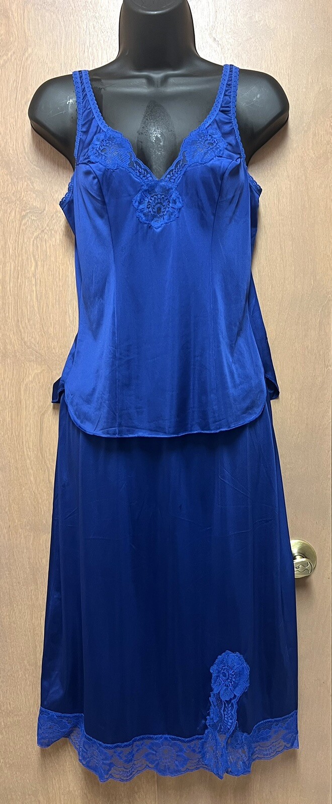 Kayser 2 Piece Slip Set Rare Sapphire Blue 34/large Tall