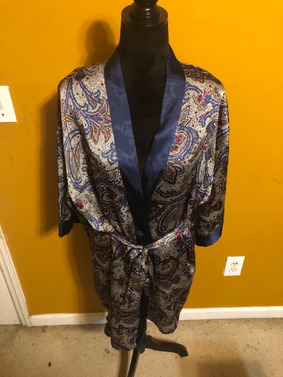 VTG 80’s Body Drama Lingerie Women’s Multicolored Paisley Print Kimono Robe M