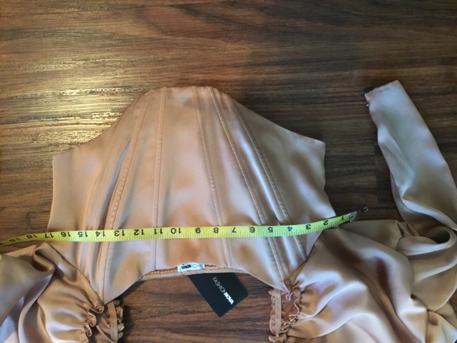 Y2K corset satin top blush /Nude zip sleeve New siz L whimsical goth