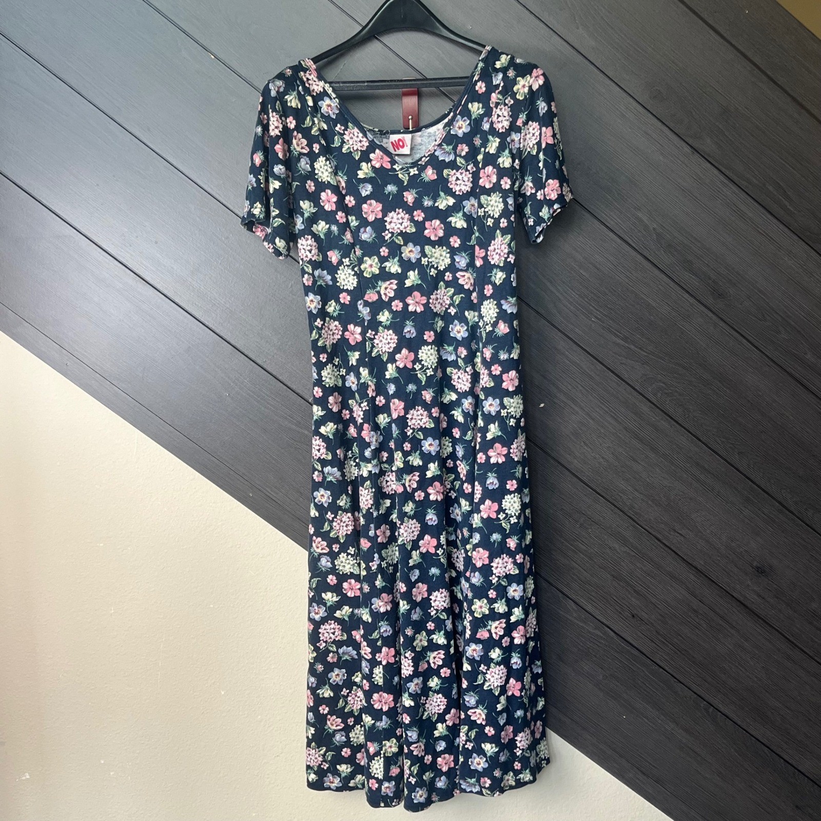 No Boundaries Women’s Early 90s First Tag Floral Midi Dress Large Black Grunge