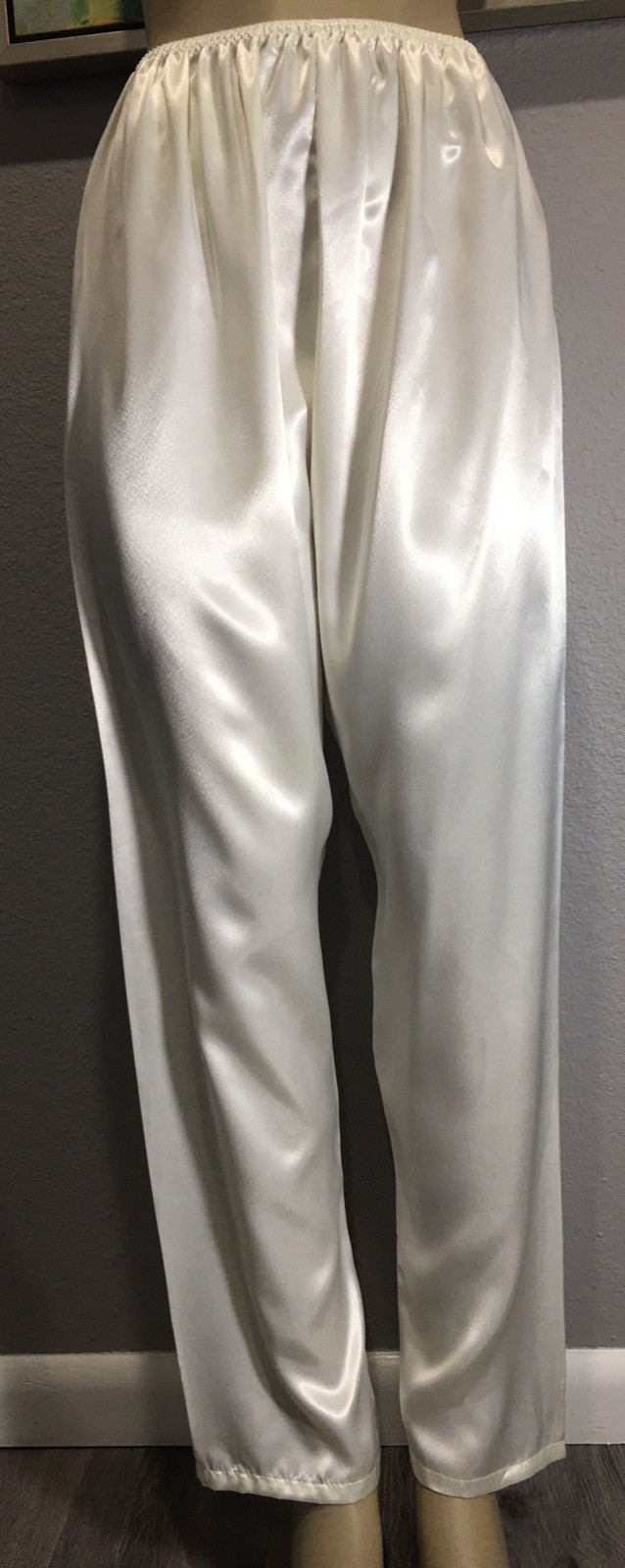 Vtg Fair Ivory Satin Pajama Lounge Pants L