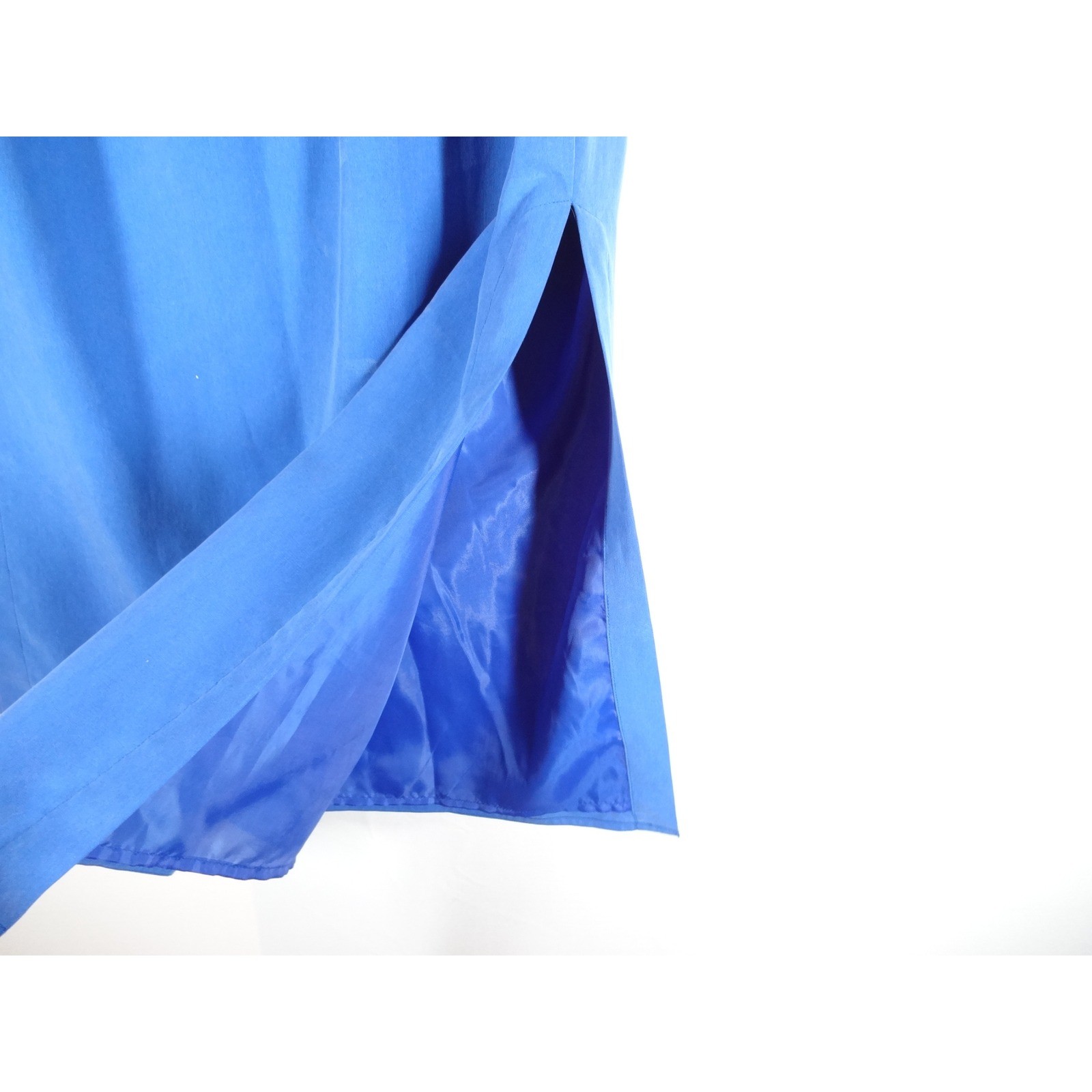 VTG NOS Natalie Me Maxi Skirt Women PS Blue Silk Side Slit Minimalist Lagenlook