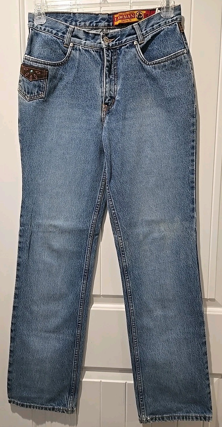 Vtg. LAWMAN Western Women’s Jeans Slim Fit Brown Faux Suede Worn Hems -Sz. 11