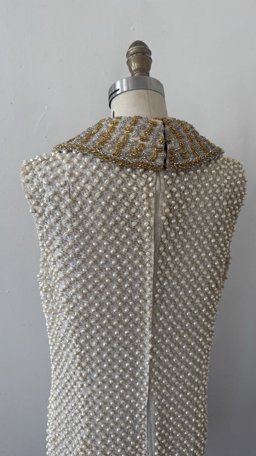 1960s Alexander’s Heavily Beaded Embellished Lace/Faux Pearl Mini Dress Couture