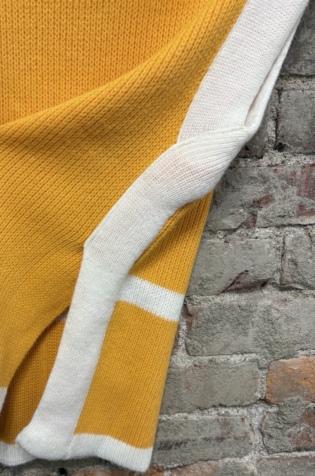 Vintage Bobbie Brooks Sweater Vest Yellow White Block Pattern Women’s Size S / M