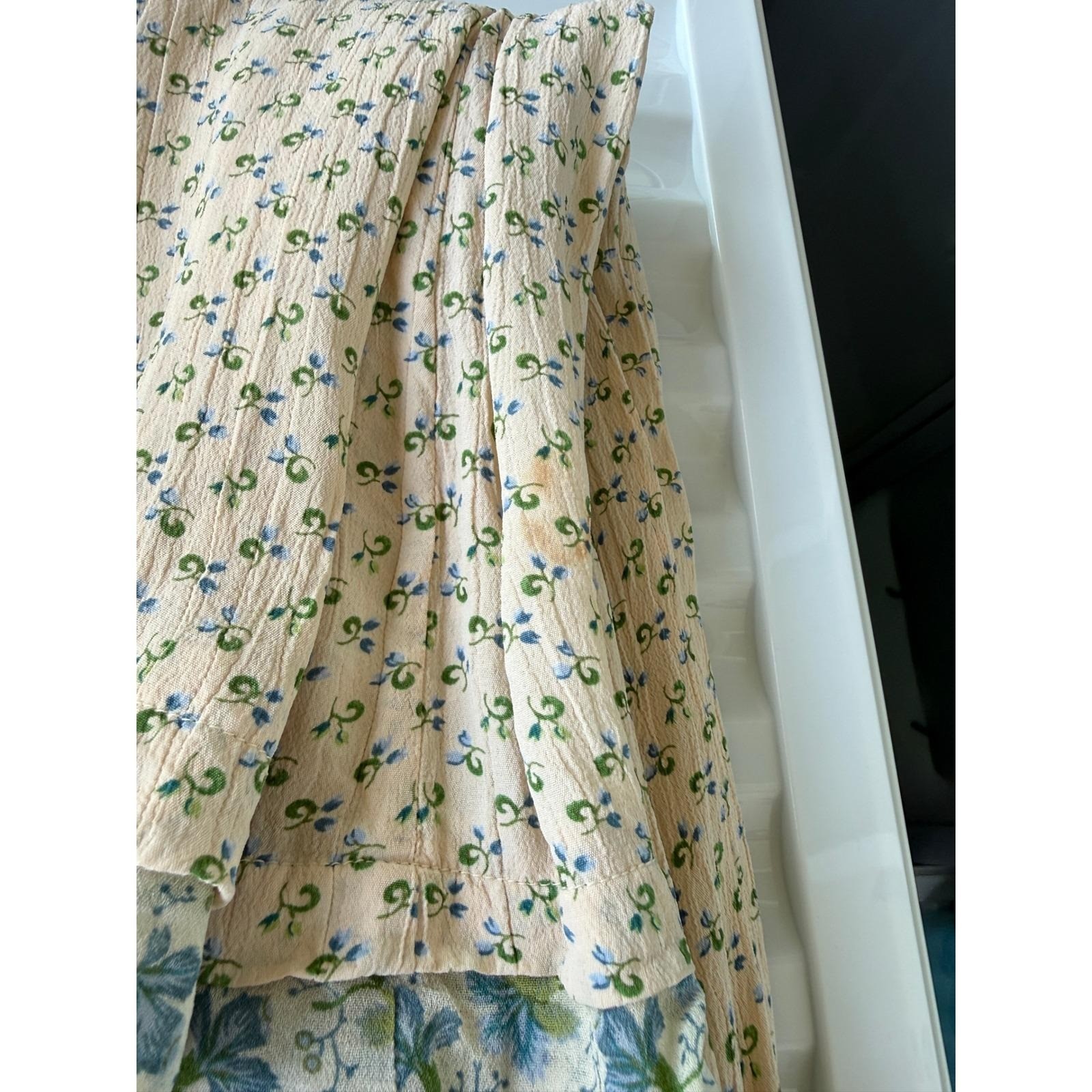 VTG April Cornell Floral Crinkle Rayon Maxi Dress XL Prairie Romantic Lagenlook