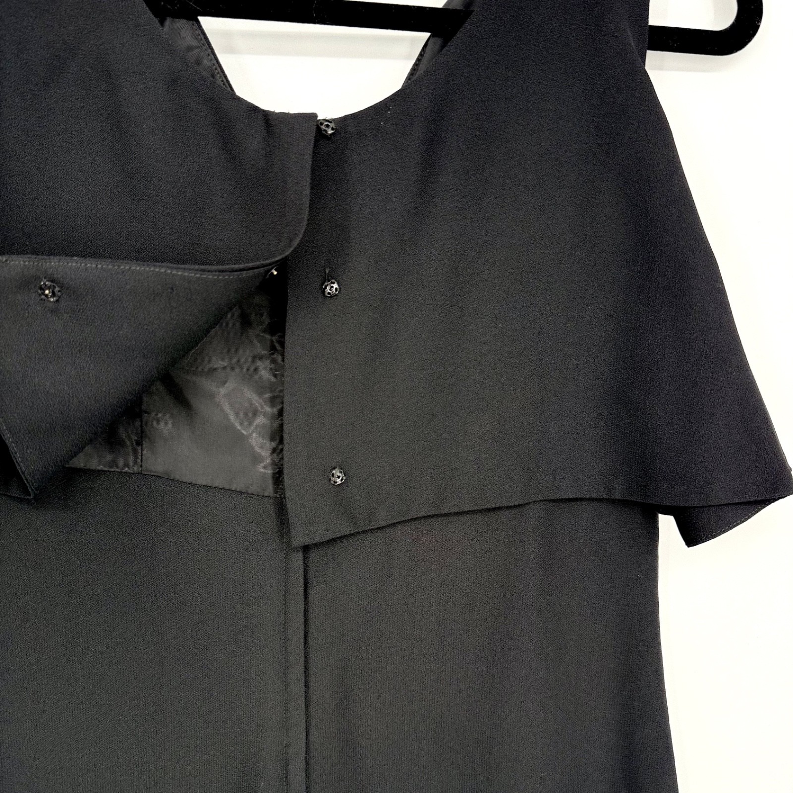 1960s Vintage USA Union Made Black Cocktail Shift Dress Bow Junior Size 11 Small