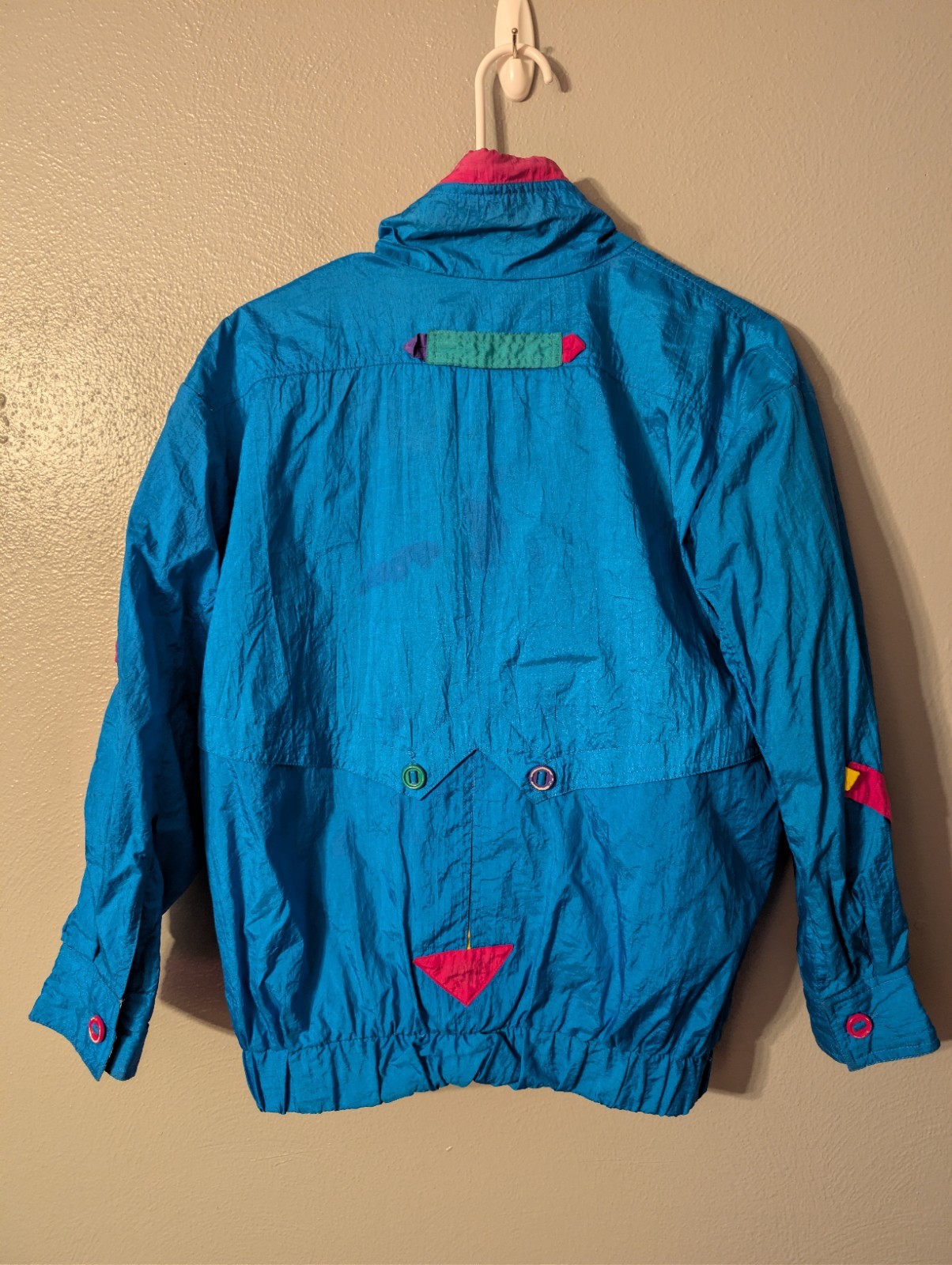 Giacca By Young Gallery Vintage 90s Nylon Colorblock Windbreaker Jacket Large 14