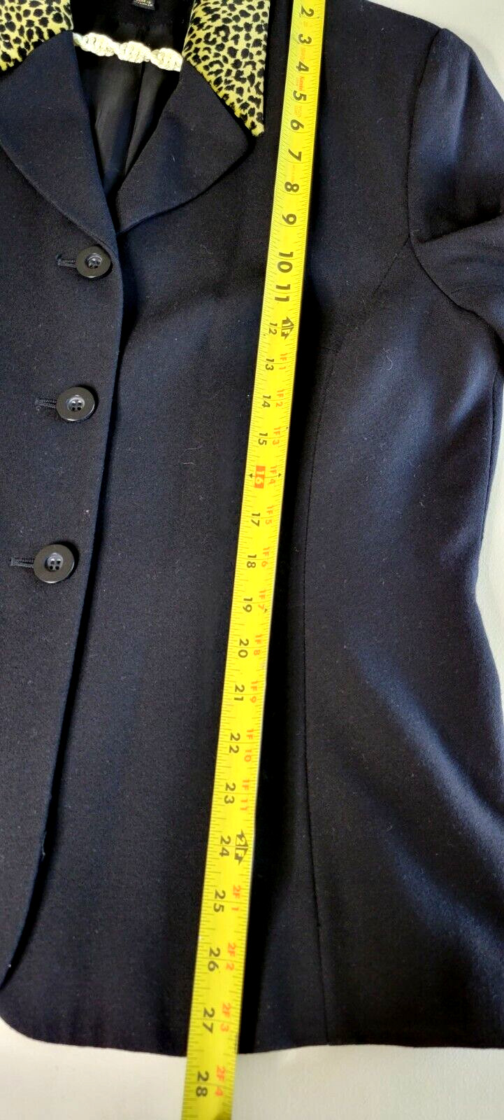 Vtg Kasper And Company ASL Black Blazer Jacket Animal Print Collar Sz 14 #27