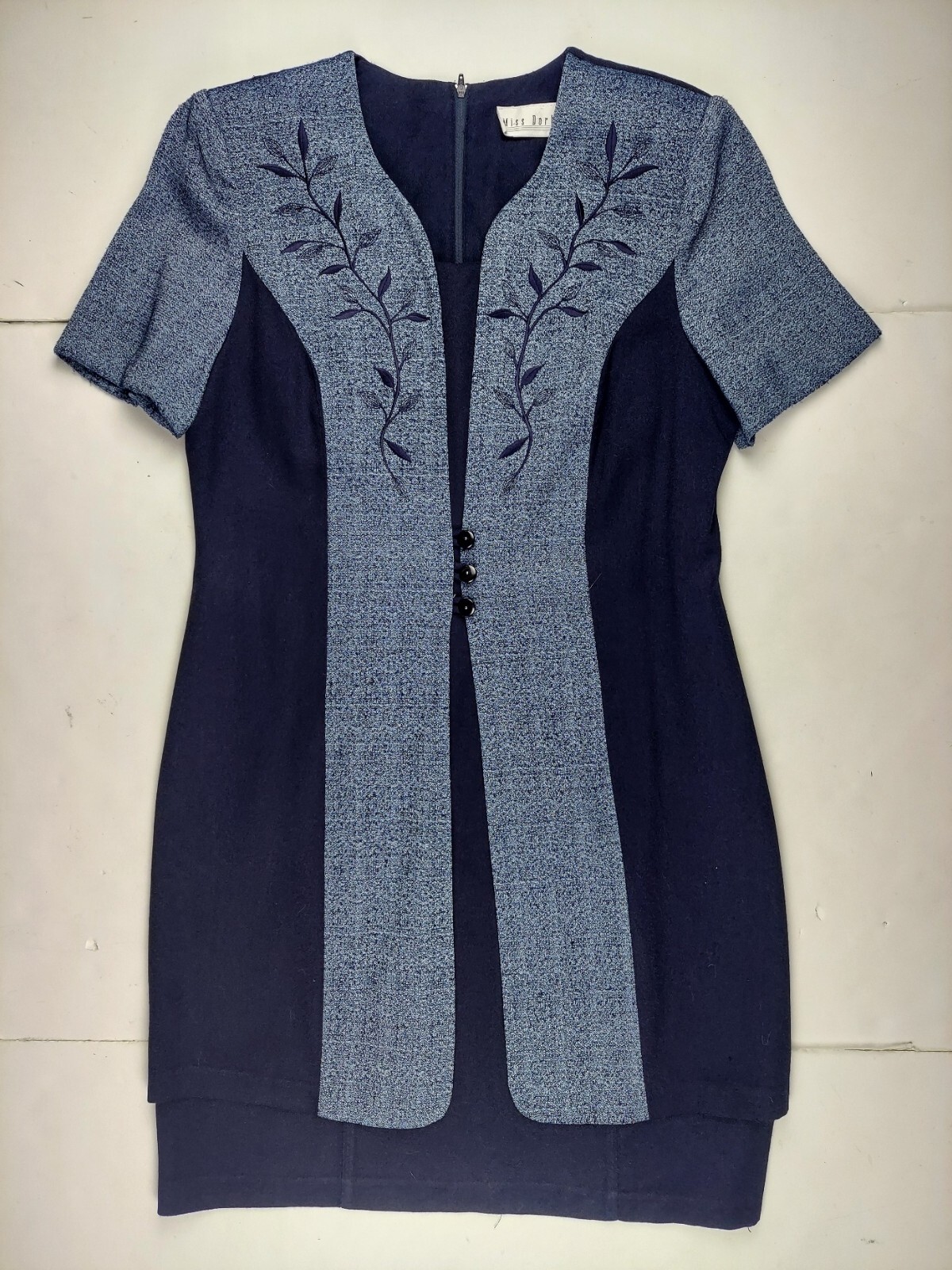 80s 90s vintage navy blue large dress Miss Dorby pencil dress office style 12