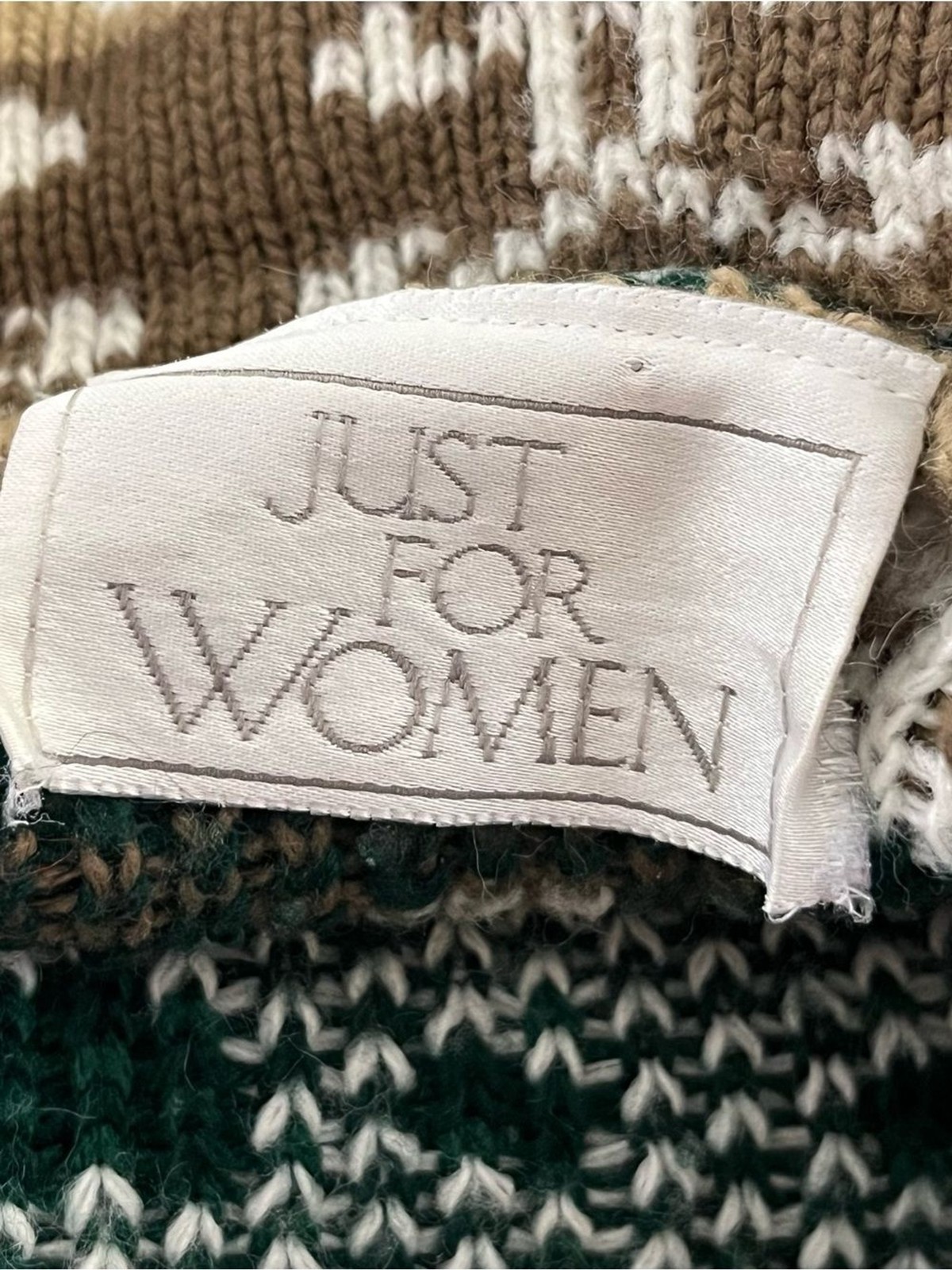 Vintage 80s Just For Women Nordic Fair Isle Turtleneck Sweater USA Green