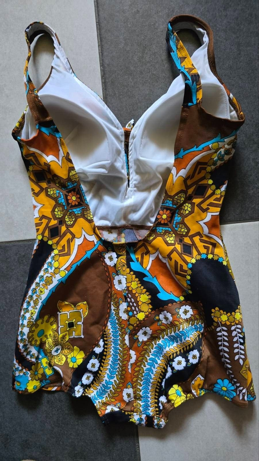 Vintage 70-80s St.MICHAEL Women Nylon Swimsuit Multicolor Bust-36″ Hips-38″/39″