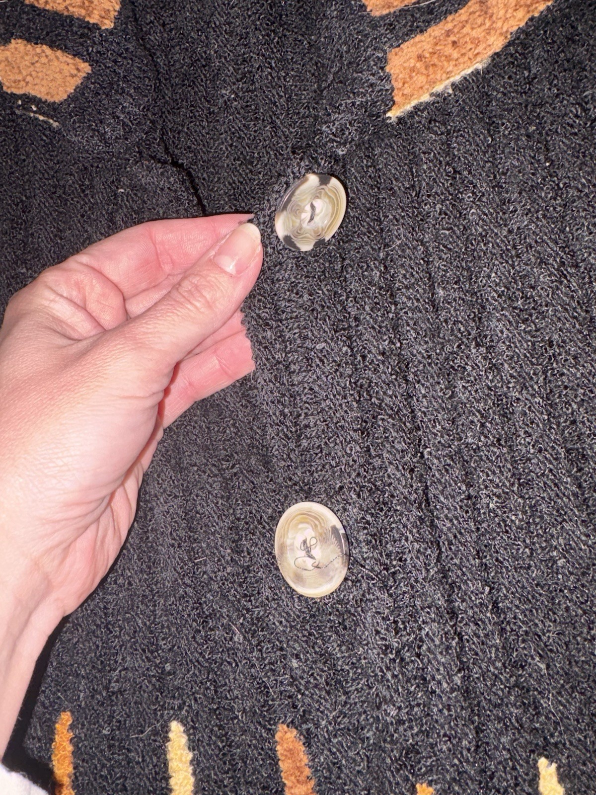 Vintage Gold And Black Button Down Sweater Dress